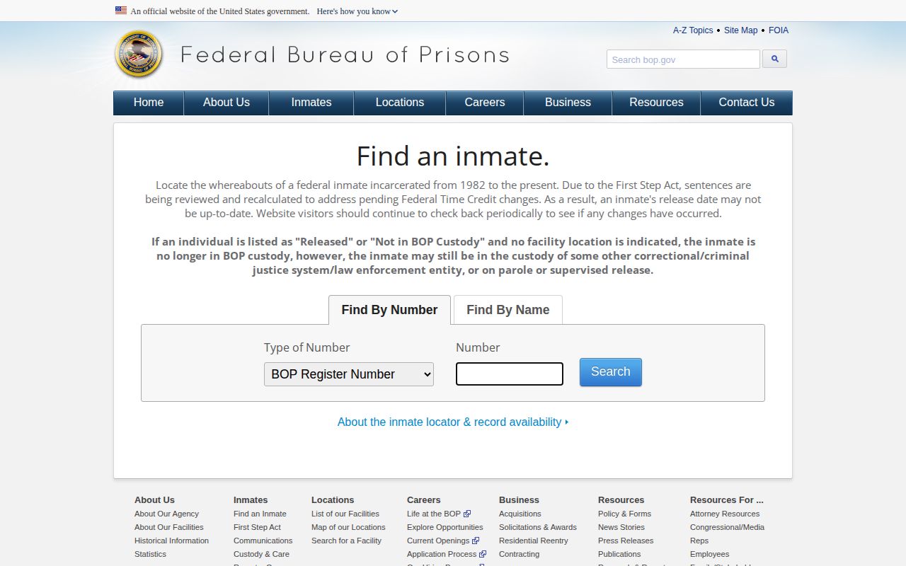 Federal BOP Winston County released prisoner search and release date fields